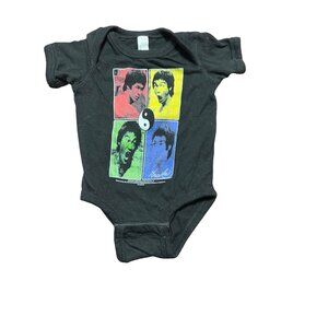 Bruce Lee Baby Bodysuit By Rabbit Skins 6M Cotton Black Snap Closure Martial Art